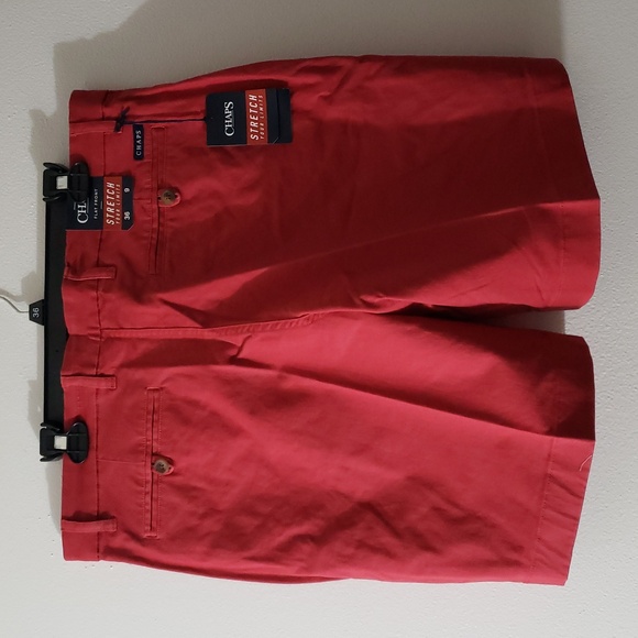 Chaps Ralph Lauren Flat Front 9" Chino Shorts Men Size: 36 Color: Red Cotton NWT - Picture 10 of 14
